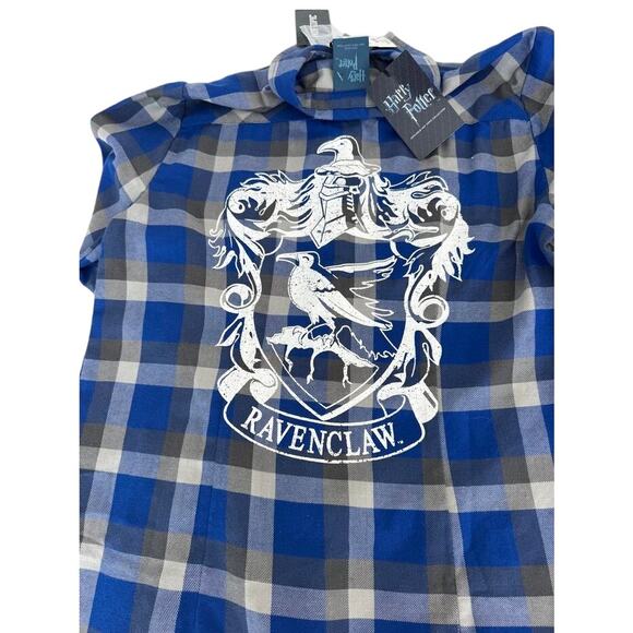 Official Harry Potter Ravenclaw Plaid Flannel Button-Down Shirt-NWT - Picture 9 of 11